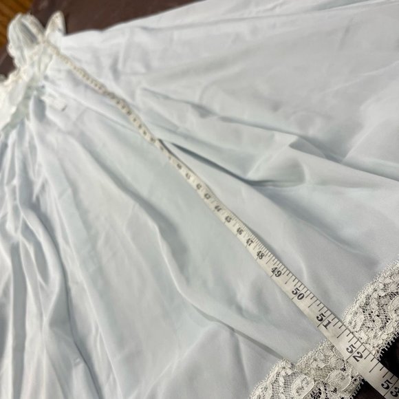 Yolande Womens Vintage 1940 Slip Dress Negligee Blue Lace Romantic Full Length L - Picture 7 of 12